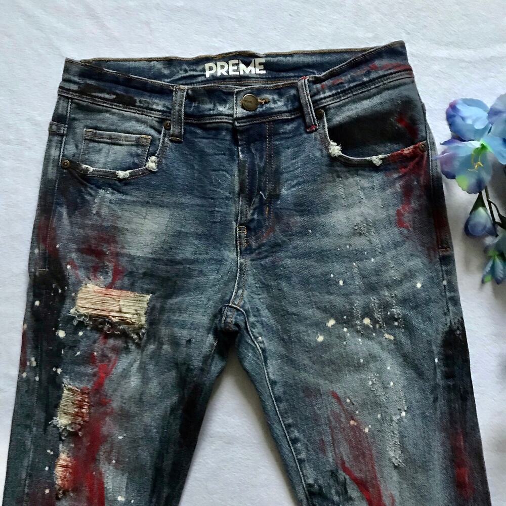 Preme NWOT Medium Wash Skinny Jeans Men W32 - Picture 3 of 10